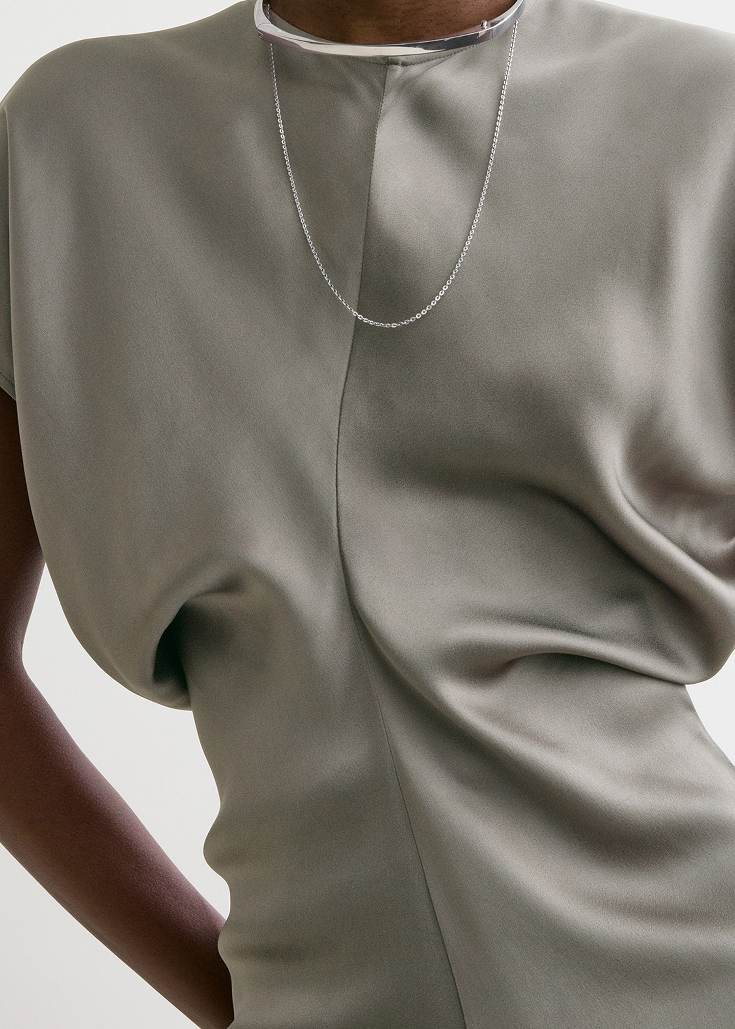 Slouch waist dress taupe