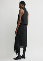 Fringed scarf dress black