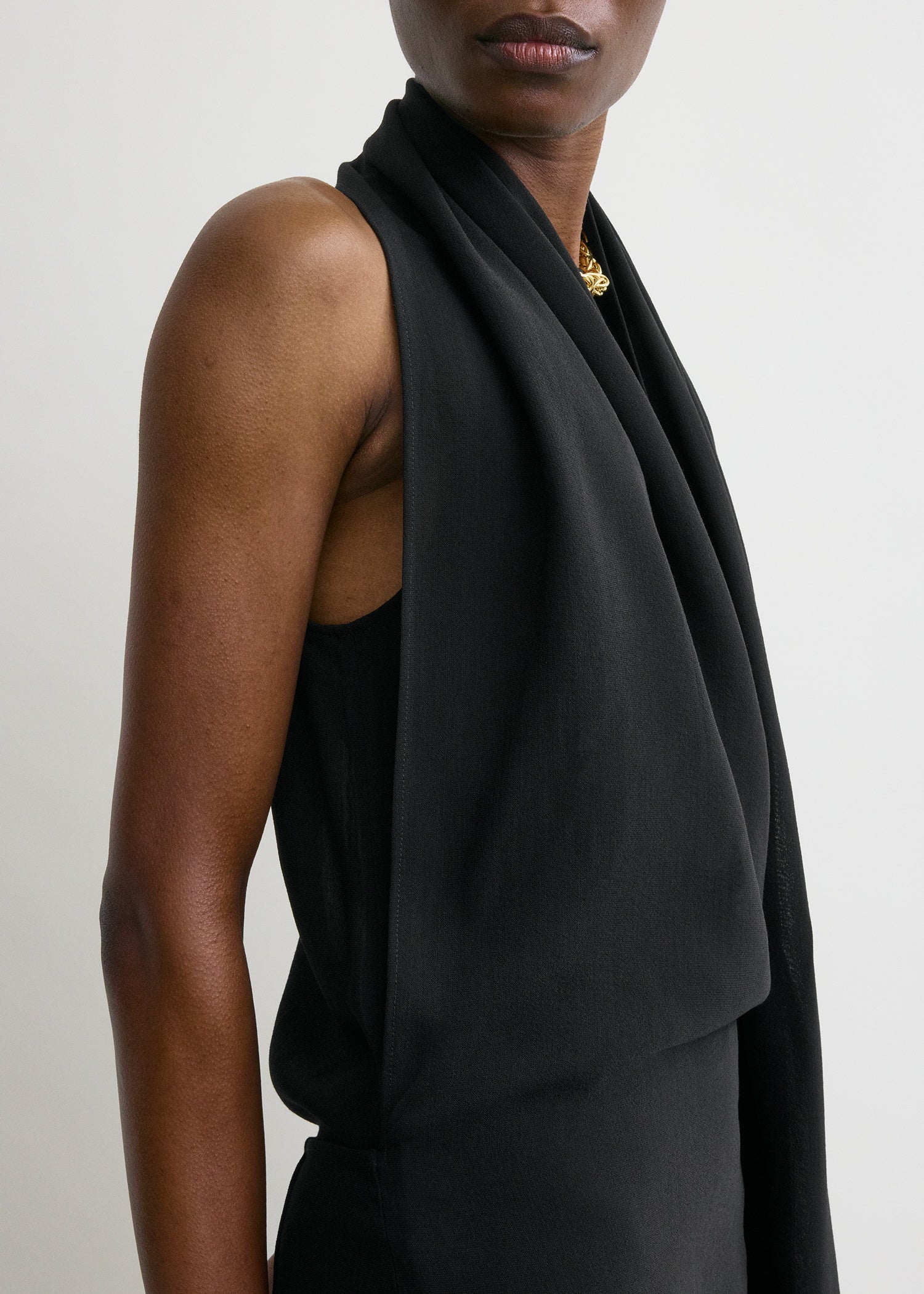 Fringed scarf dress black