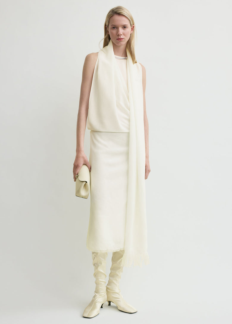 Fringed scarf dress milk