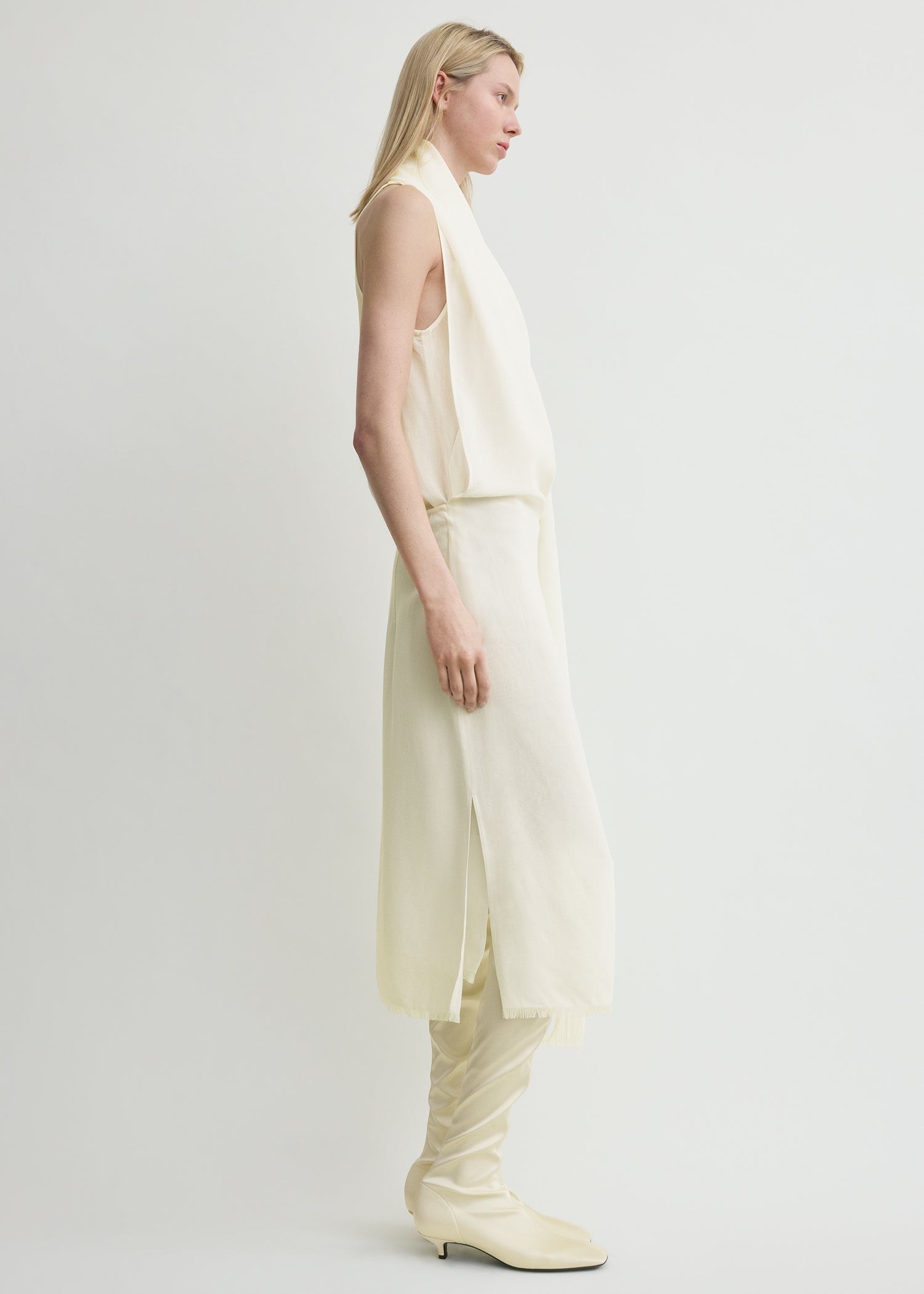 Fringed scarf dress milk