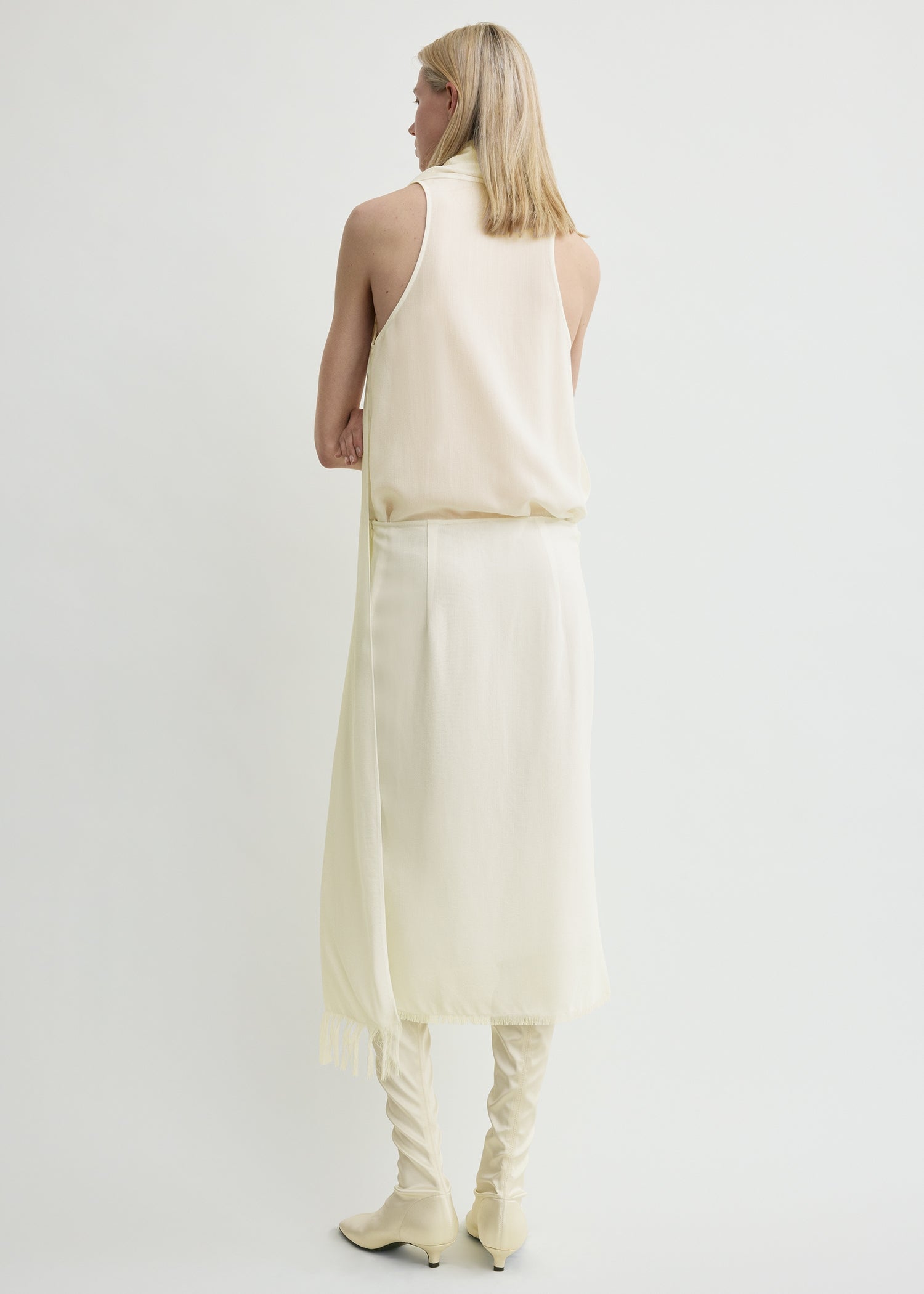 Fringed scarf dress milk