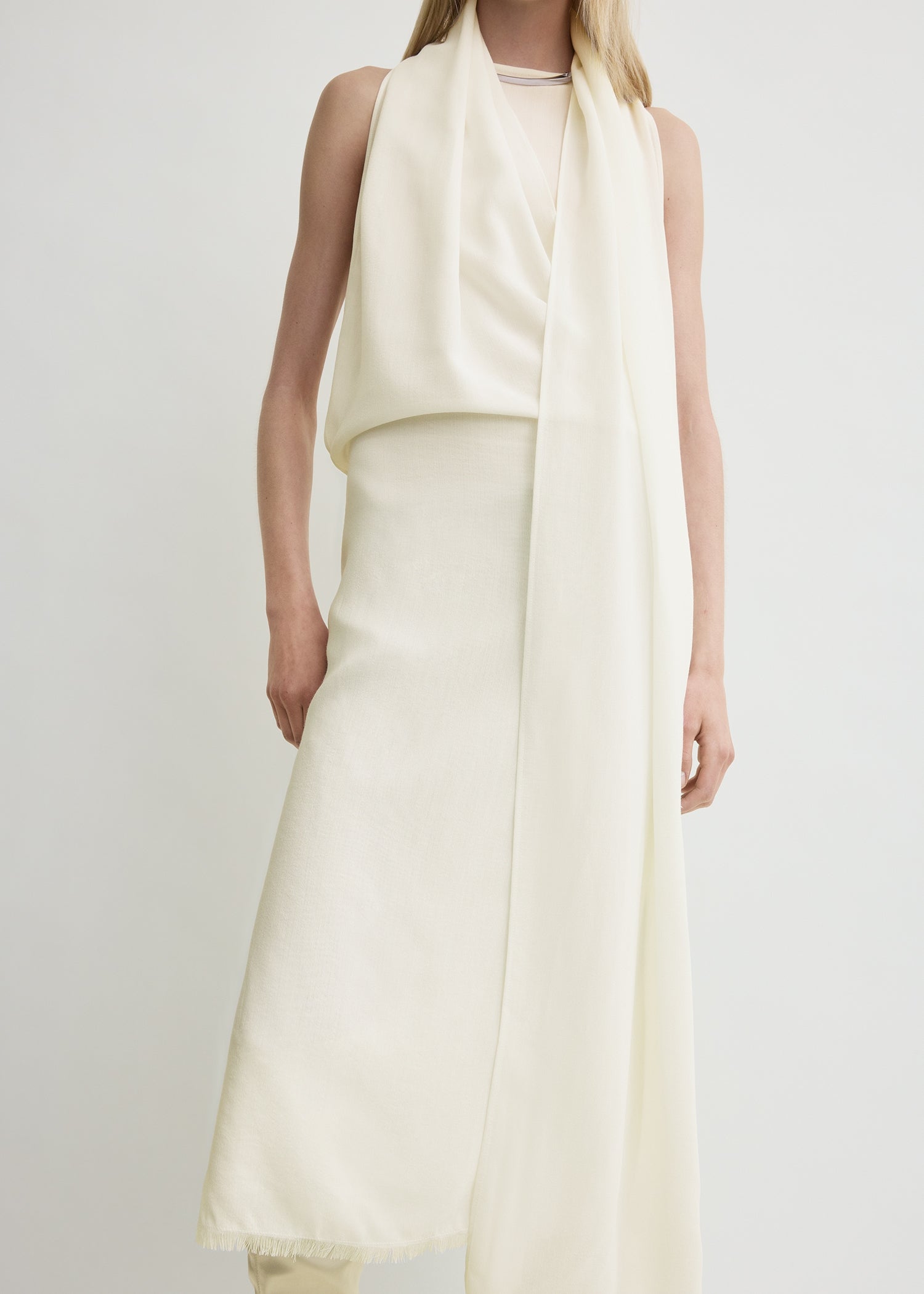 Fringed scarf dress milk