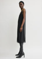 Chiffon slip dress black