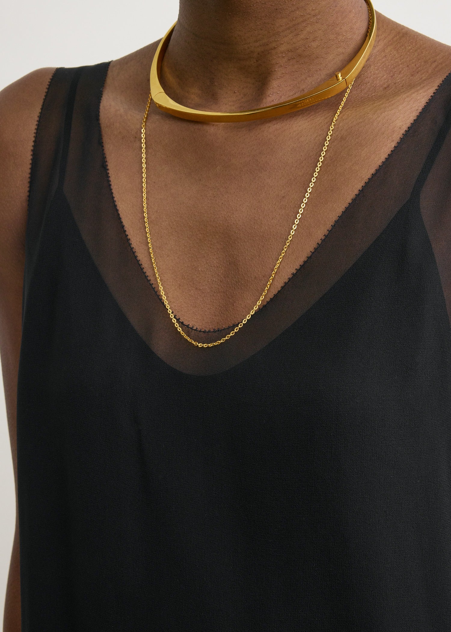Chiffon slip dress black