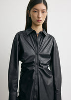 Leather slouch shirtdress navy
