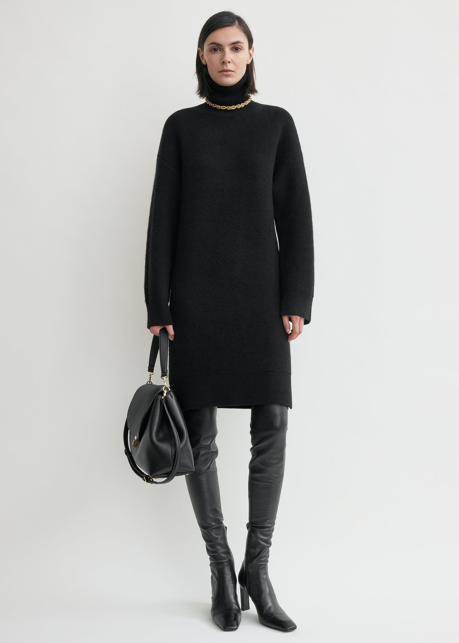 Broad turtleneck dress black – TOTEME