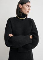 Broad turtleneck dress black