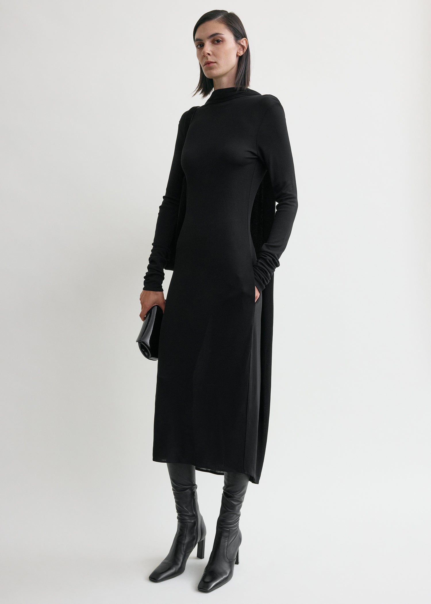 Cocoon cape dress black