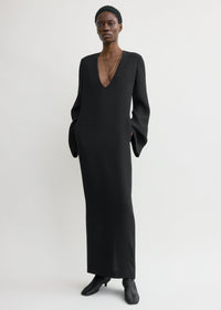 Bell-sleeve dress black