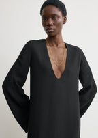 Bell-sleeve dress black