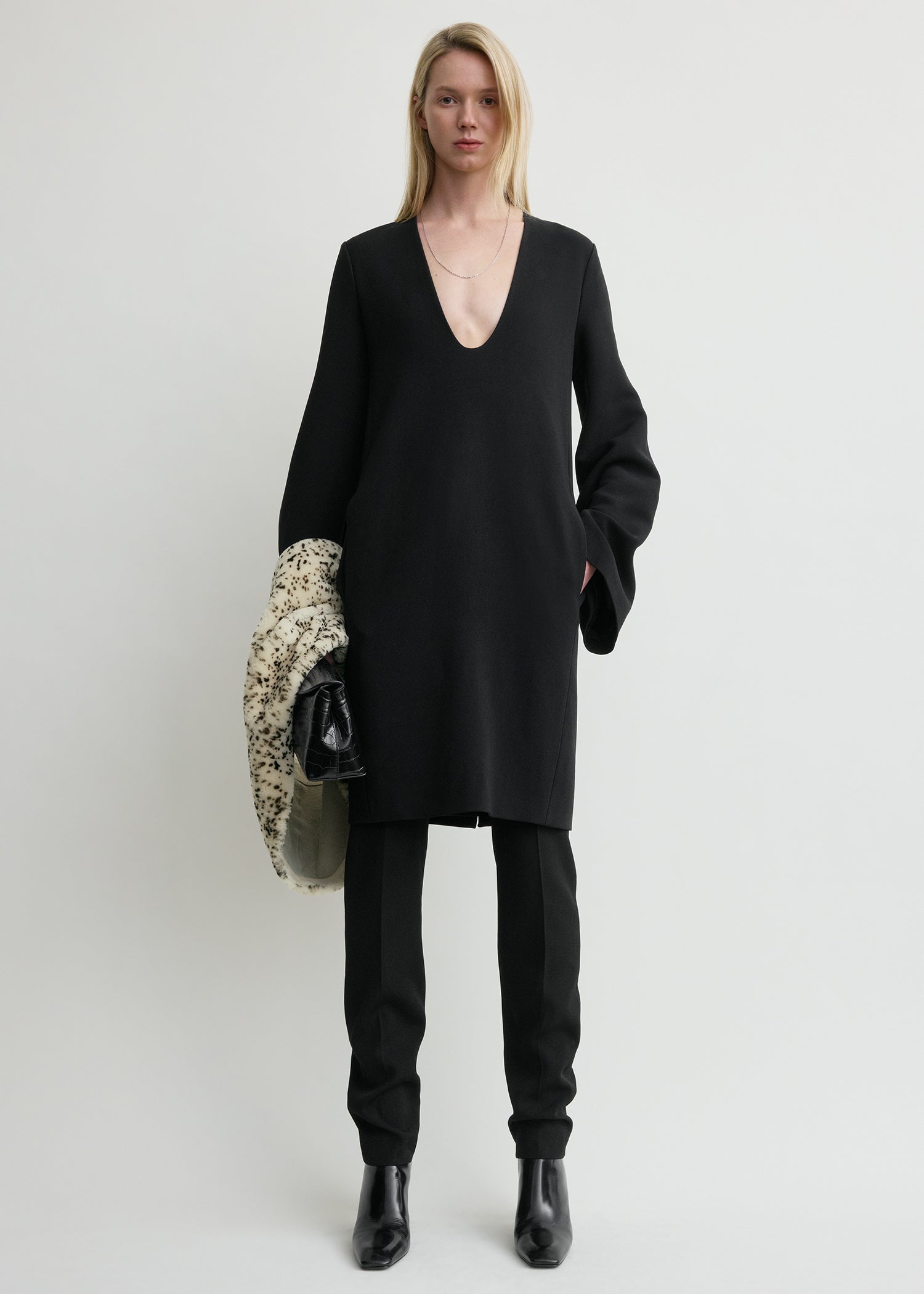 TOTEME - Short bell-sleeve dress Black - 32