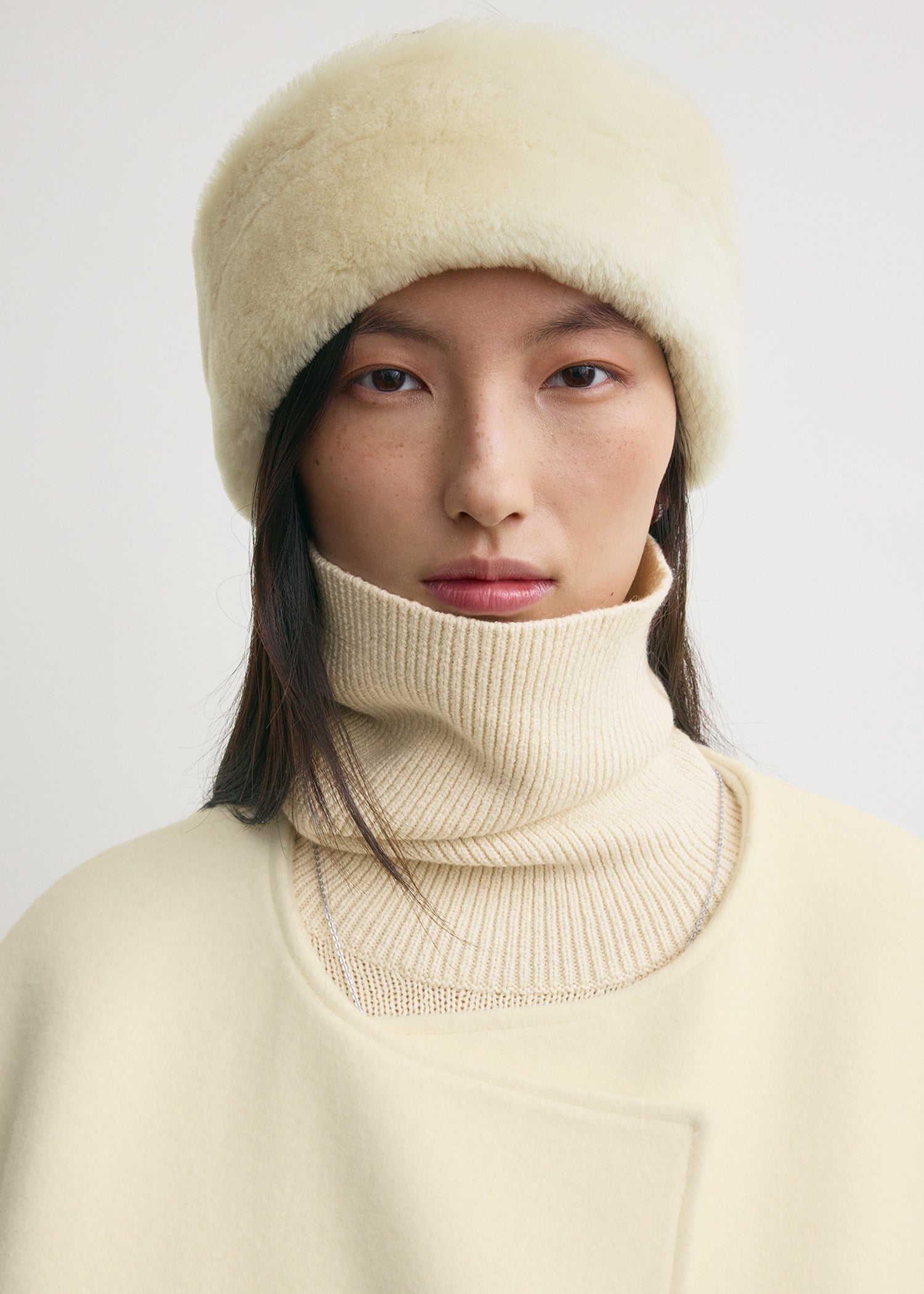 Shearling headband ecru