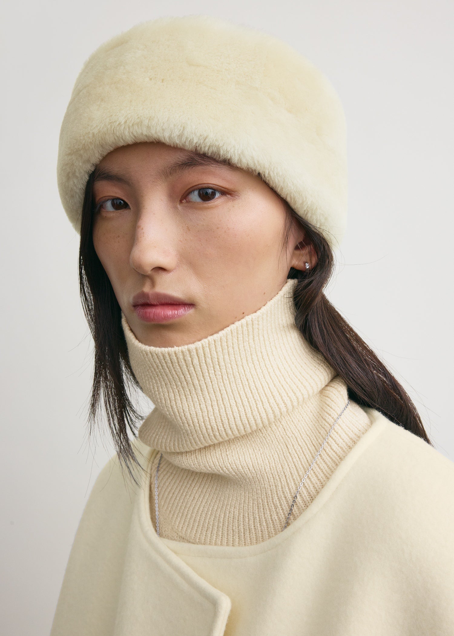 Shearling headband ecru