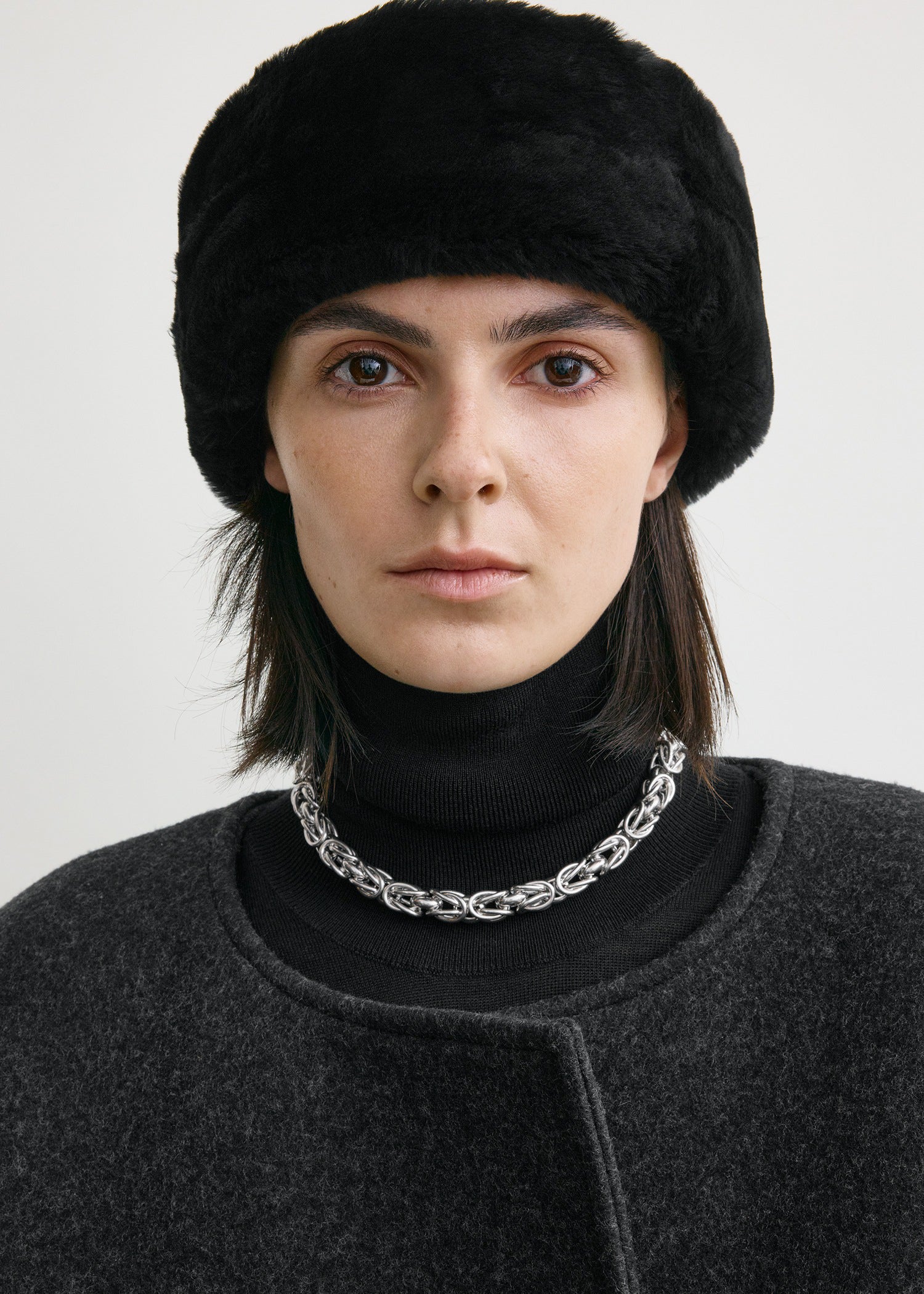 Shearling headband black