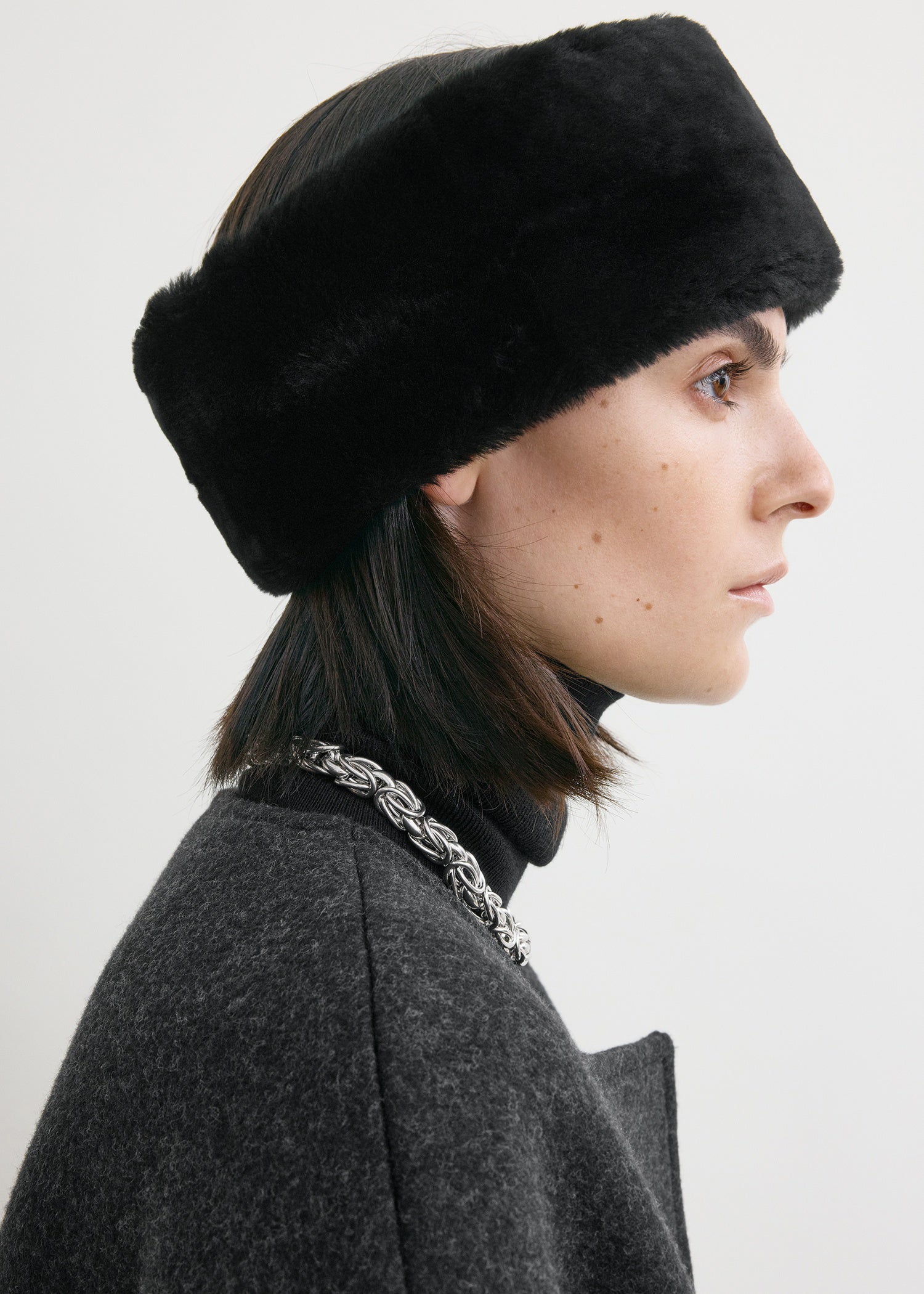 Shearling headband black
