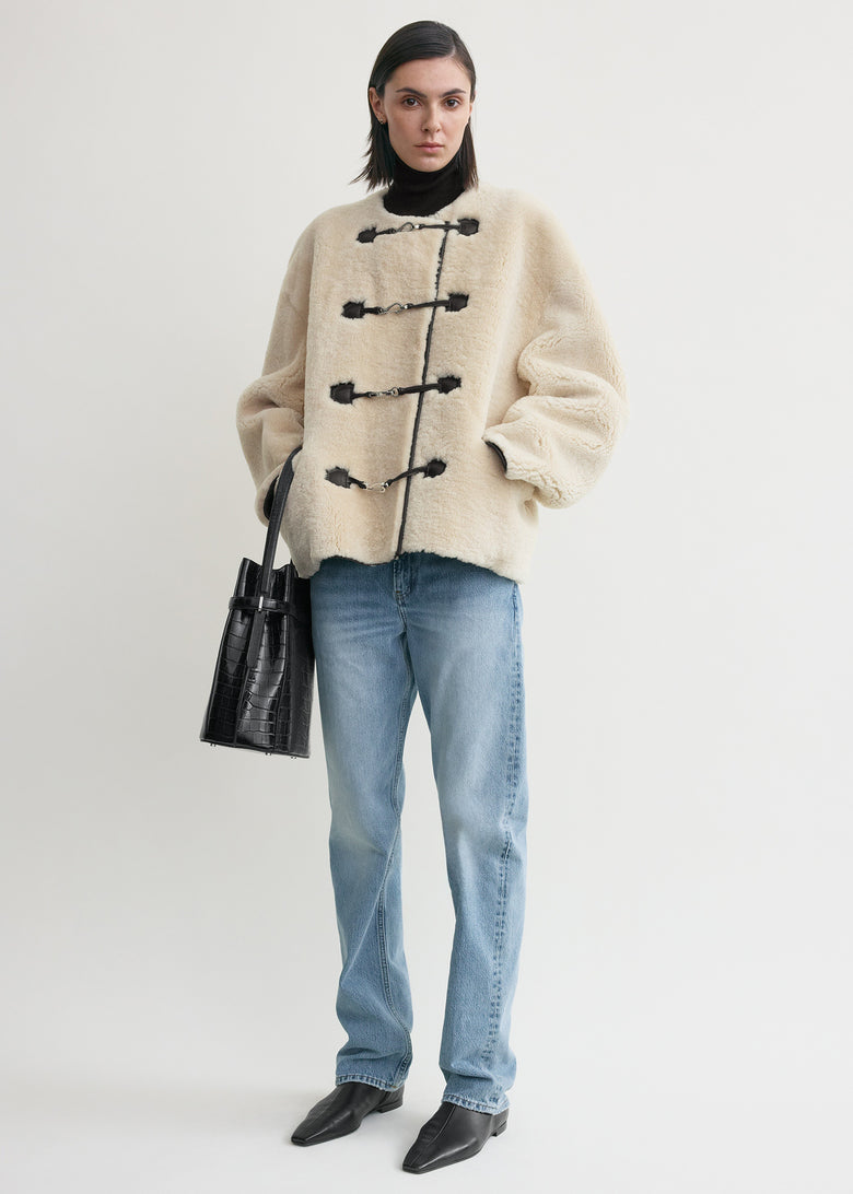 Teddy shearling clasp jacket off-white