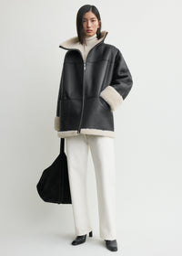 Signature shearling jacket black/off-white