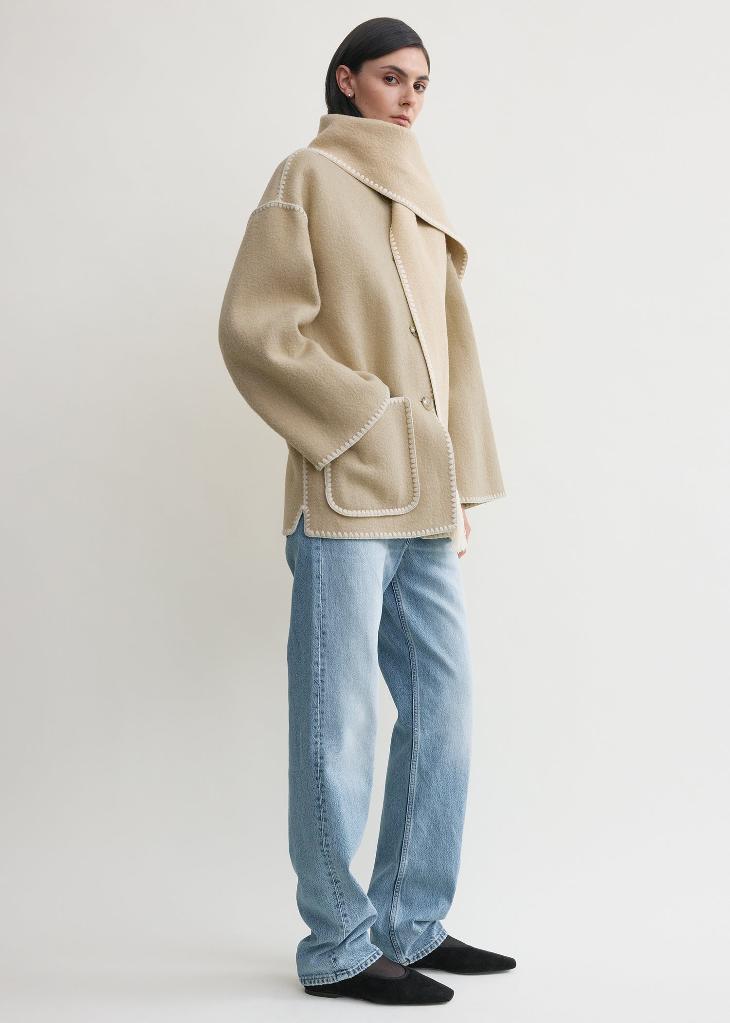 Embroidered scarf jacket harvest