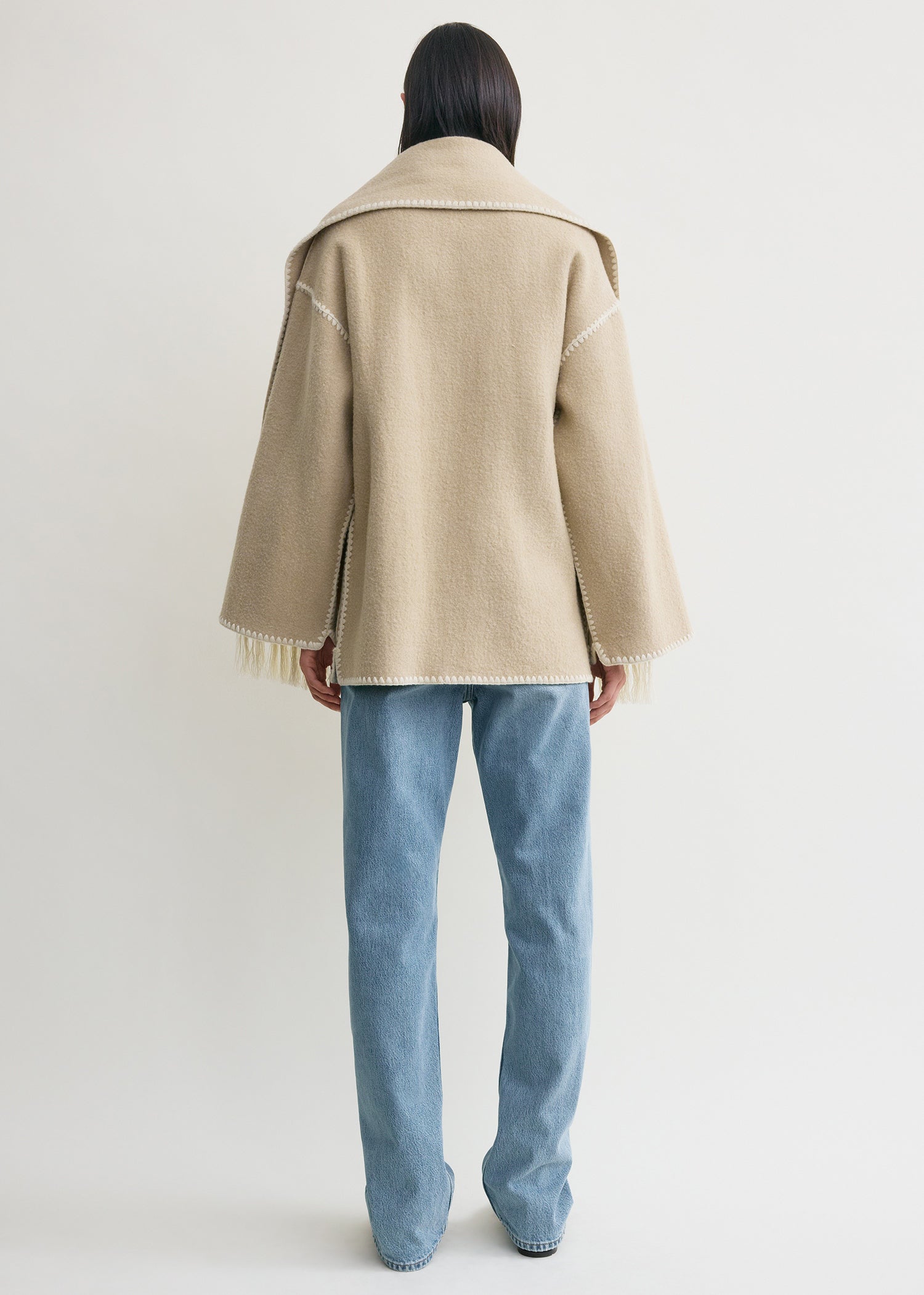 Embroidered scarf jacket harvest