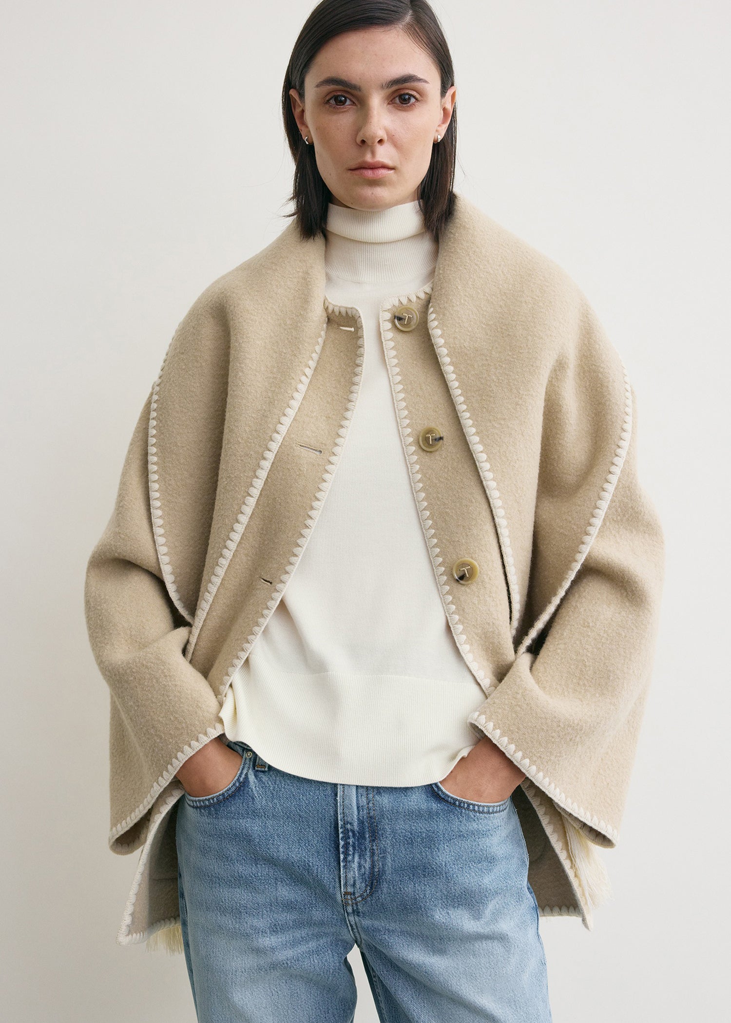 Embroidered scarf jacket harvest