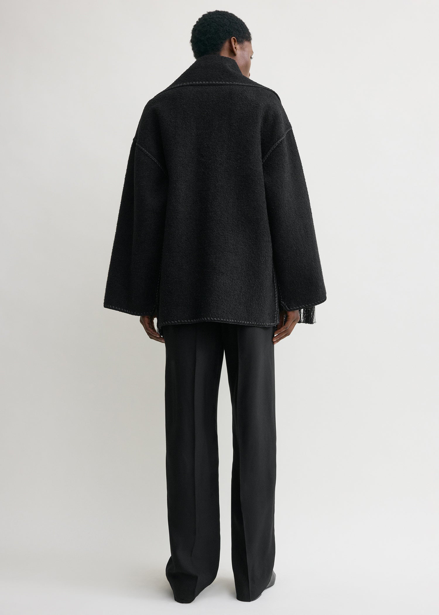 Embroidered scarf jacket black