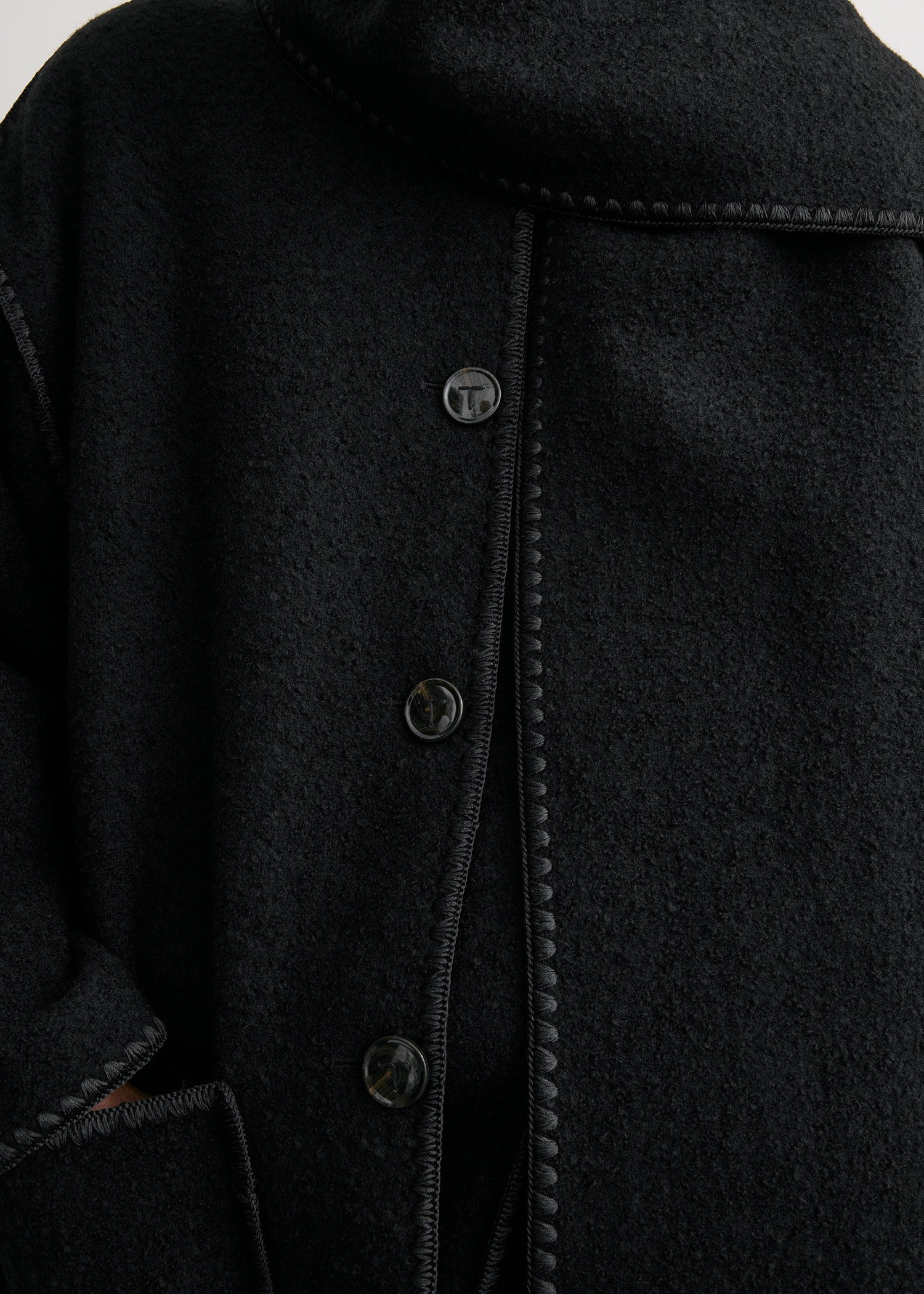 Embroidered scarf jacket black