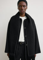 Embroidered scarf jacket black