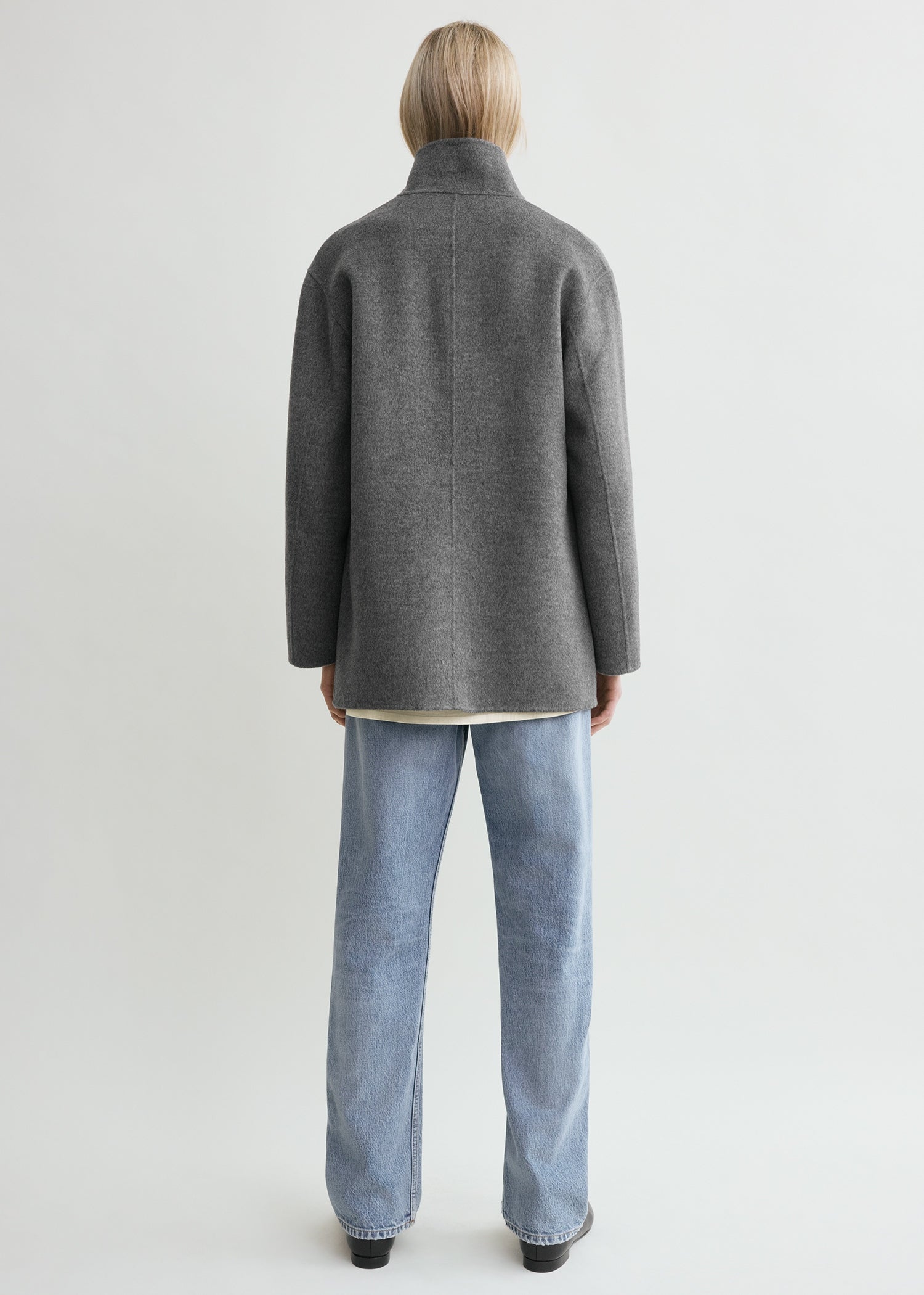 Patch pocket doublé jacket pale grey melange