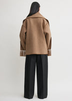 Embroidered scarf jacket camel