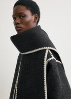 Embroidered scarf jacket dark grey mélange