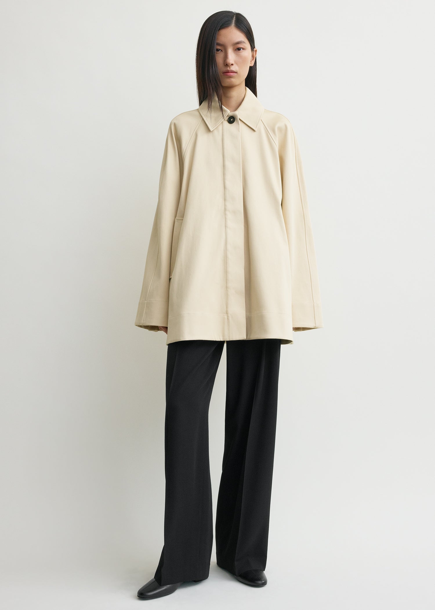A-line raglan jacket sand