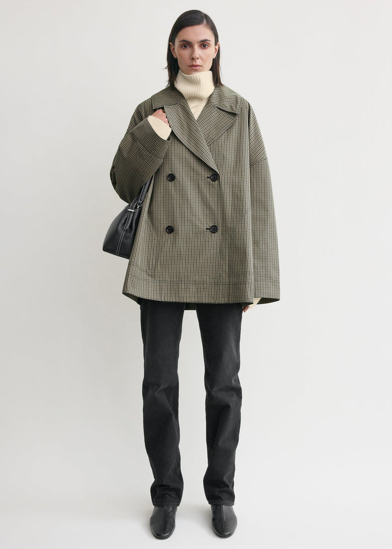 Oversized checked jacket beige/black