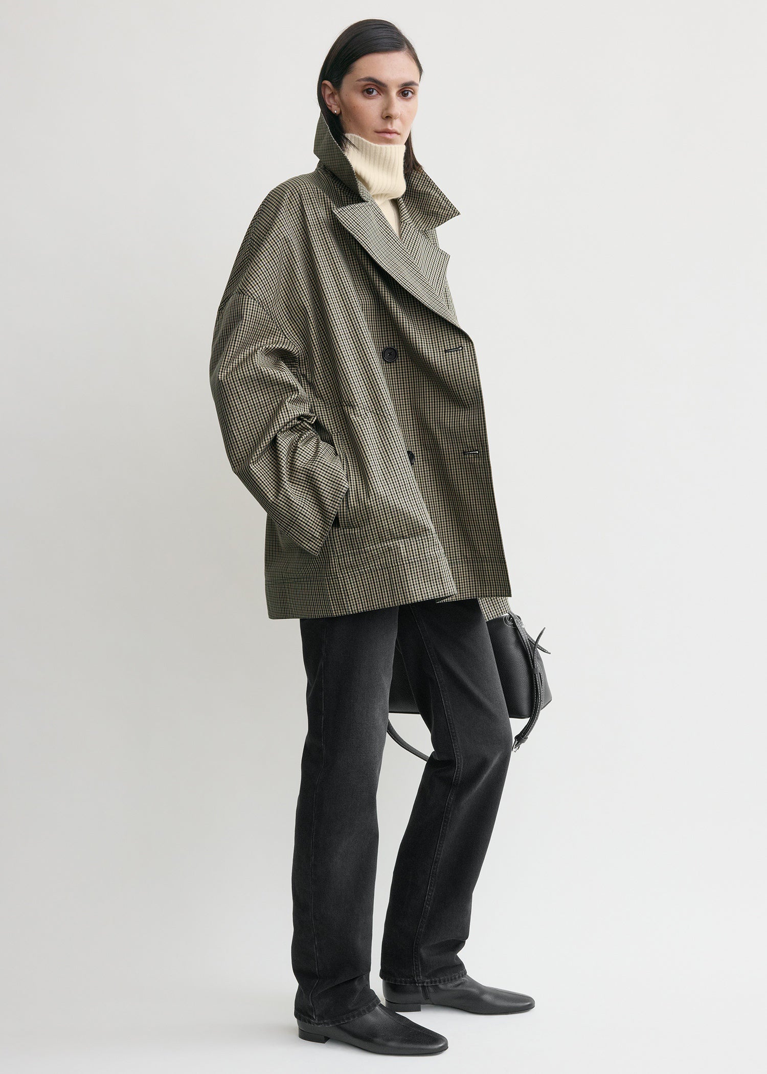 Oversized checked jacket beige/black