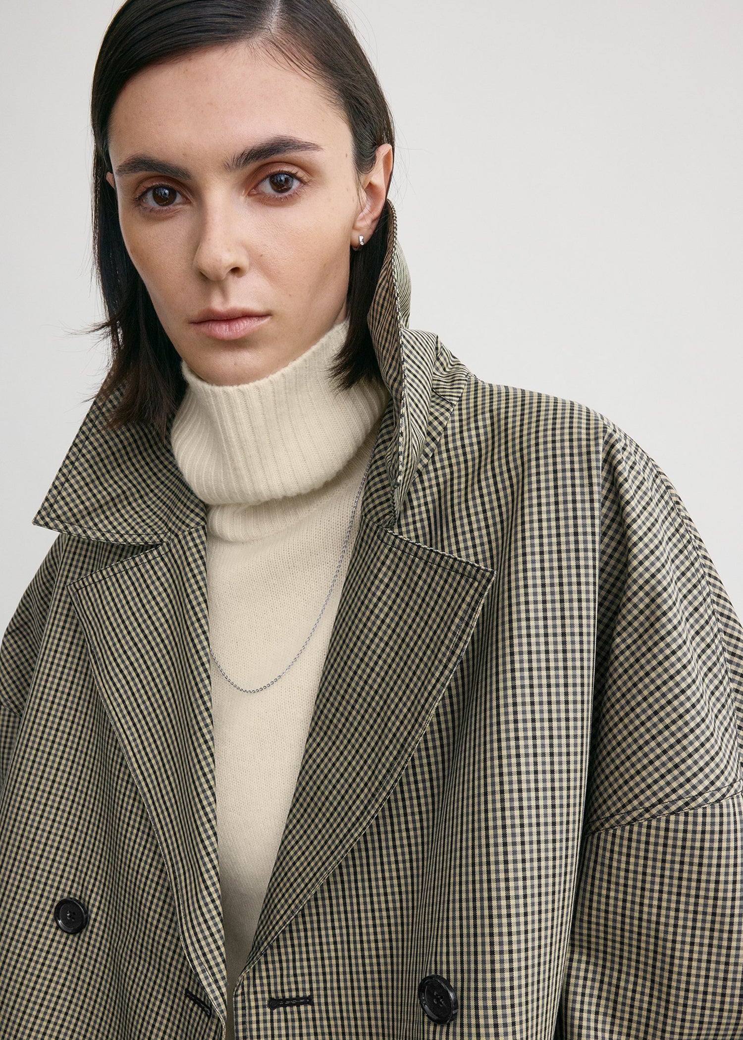 Oversized checked jacket beige/black