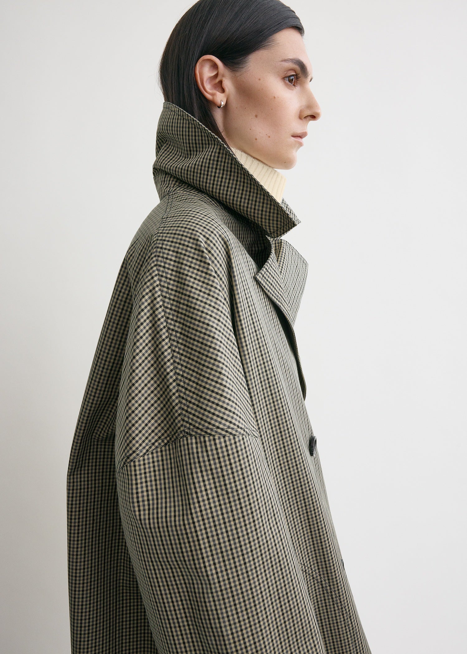 Oversized checked jacket beige/black