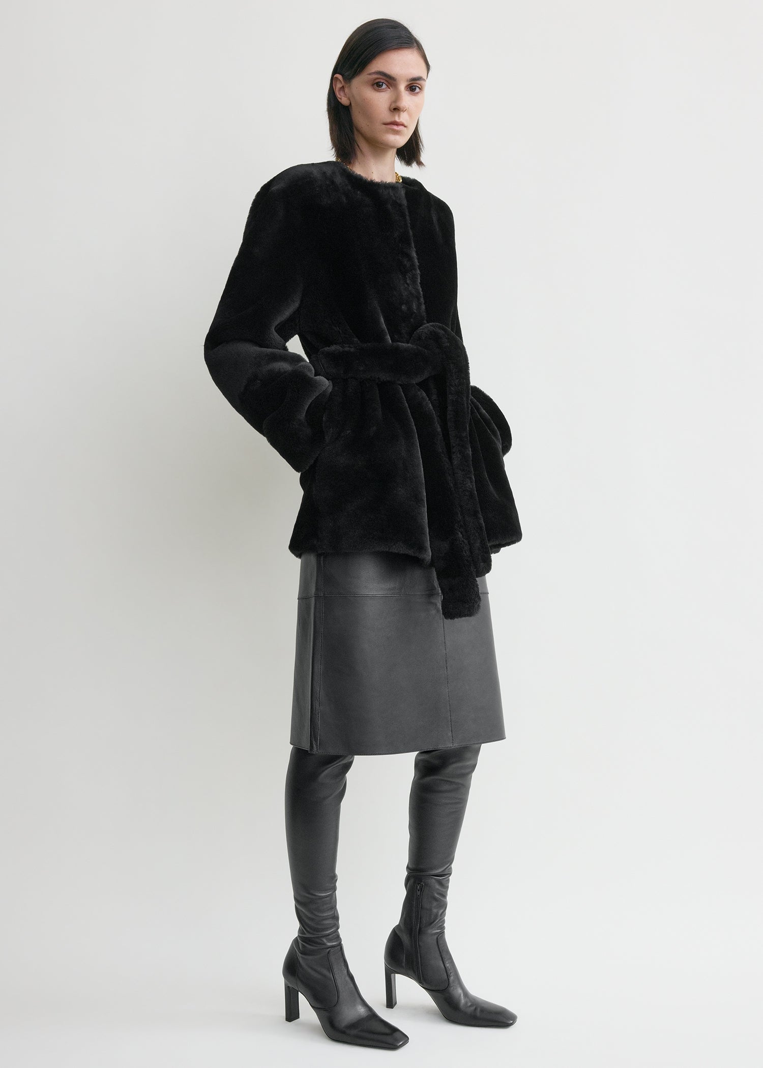 Plush shearling jacket black