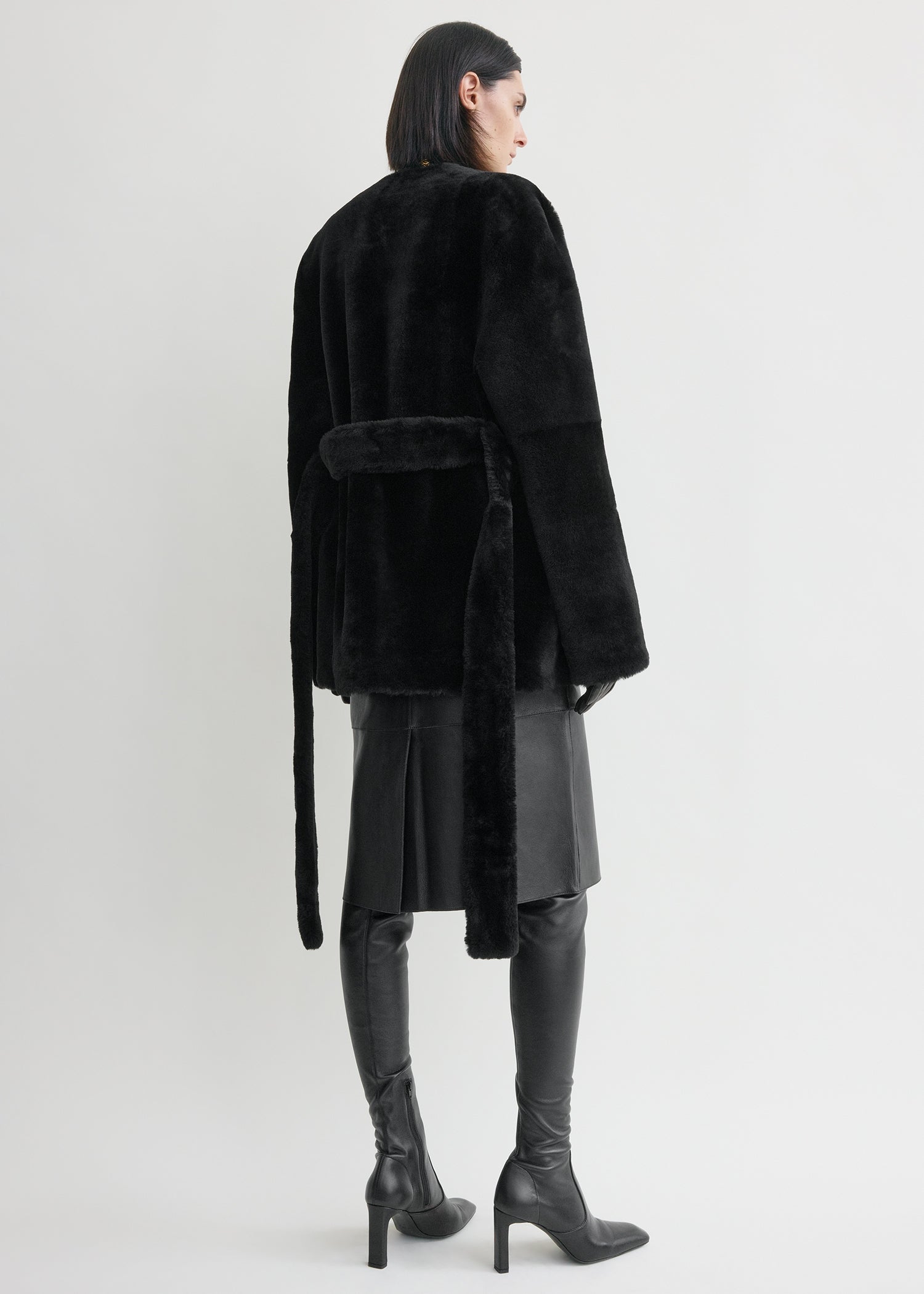 Plush shearling jacket black