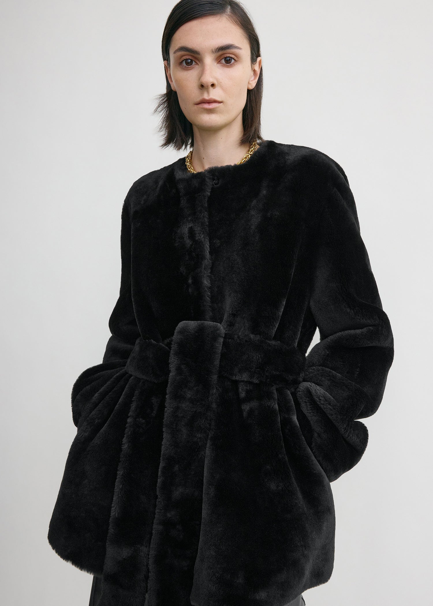 Plush shearling jacket black