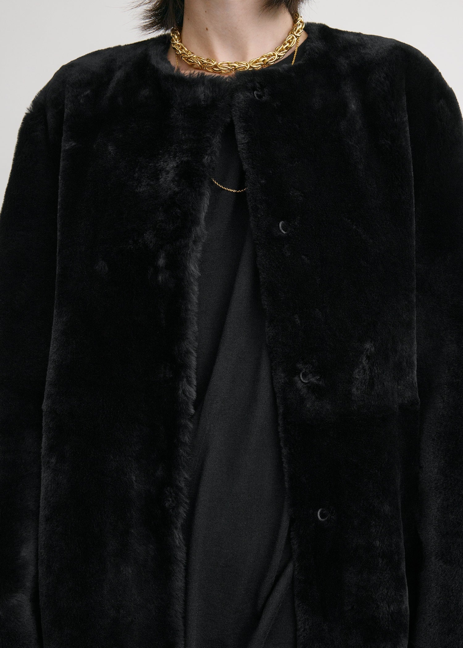 Plush shearling jacket black