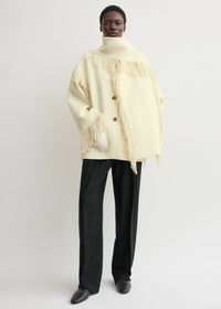 Fringed scarf jacket winter white