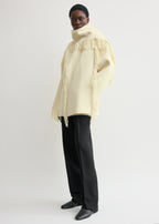 Fringed scarf jacket winter white