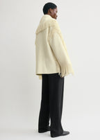 Fringed scarf jacket winter white