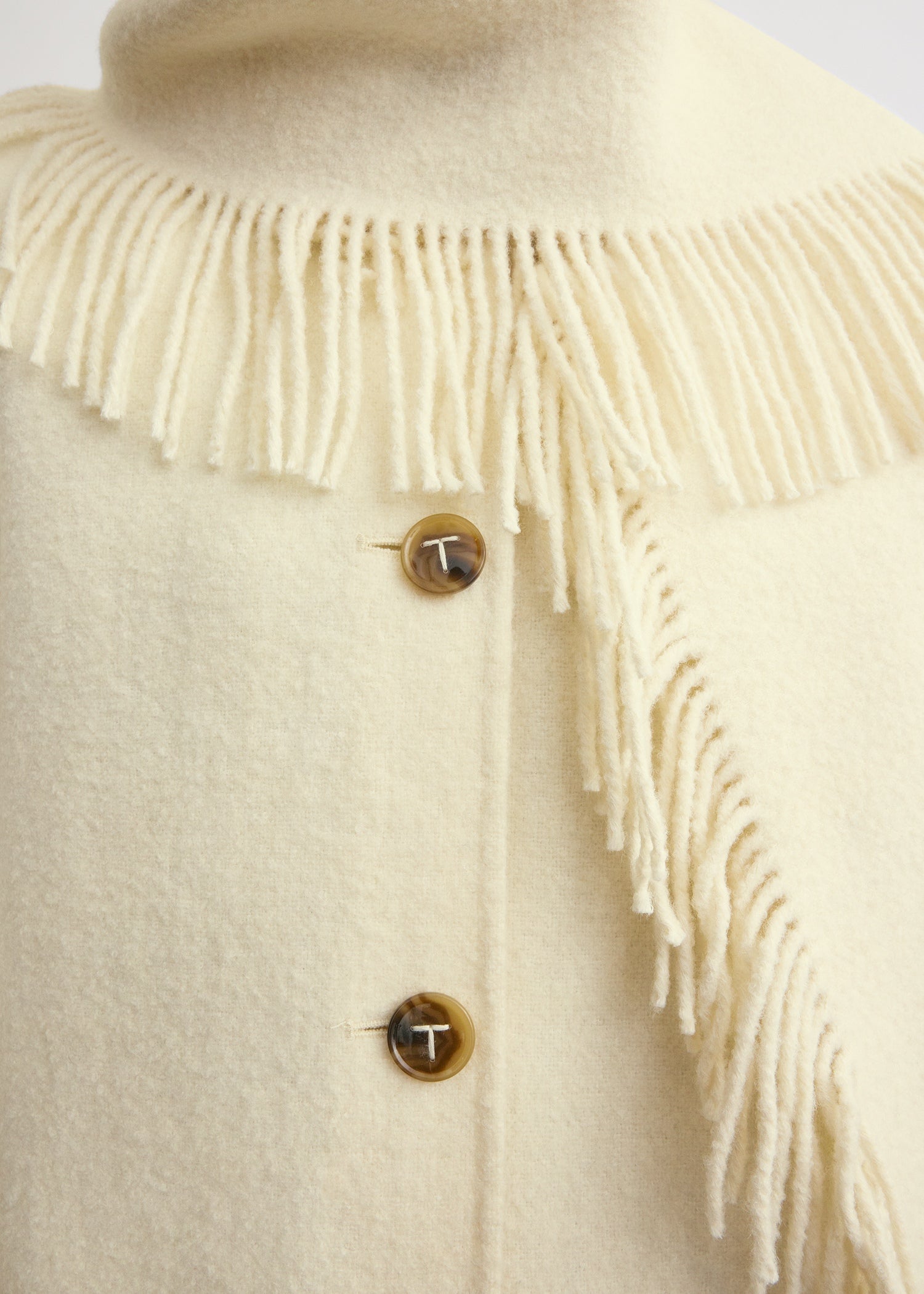 Fringed scarf jacket winter white