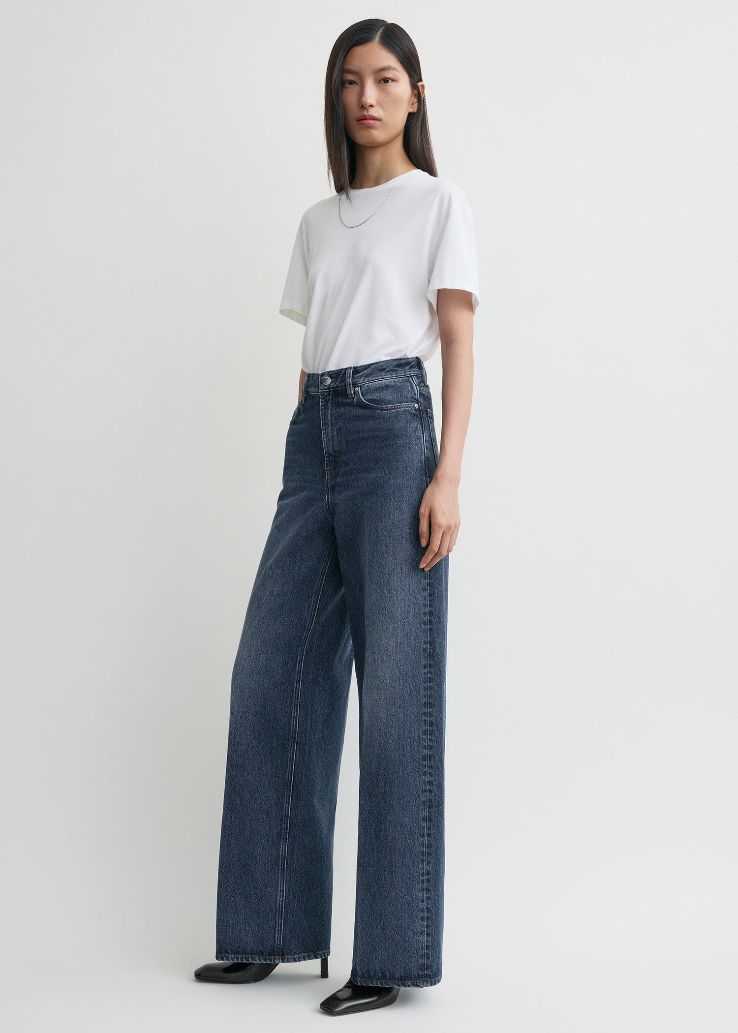 Wide leg denim dark blue