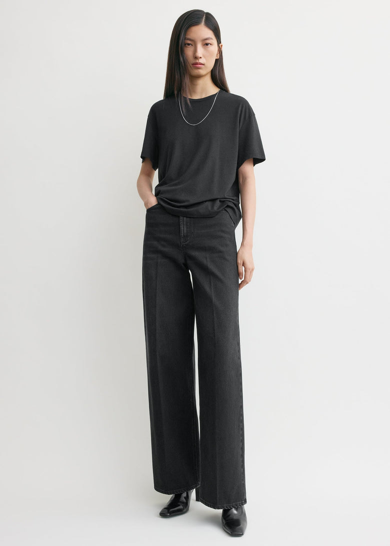 Wide leg denim faded black