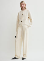 Hammered button cardigan milk