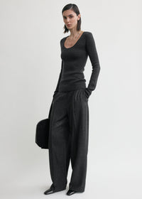 Compact knit top charcoal