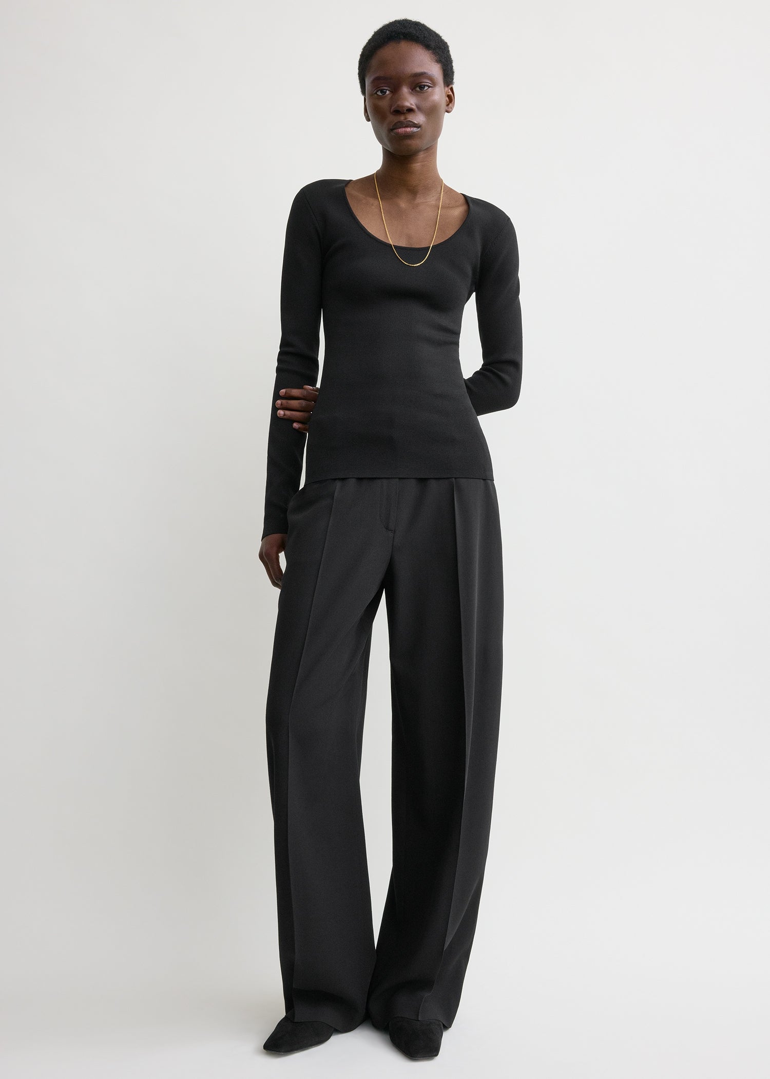 Compact knit top black
