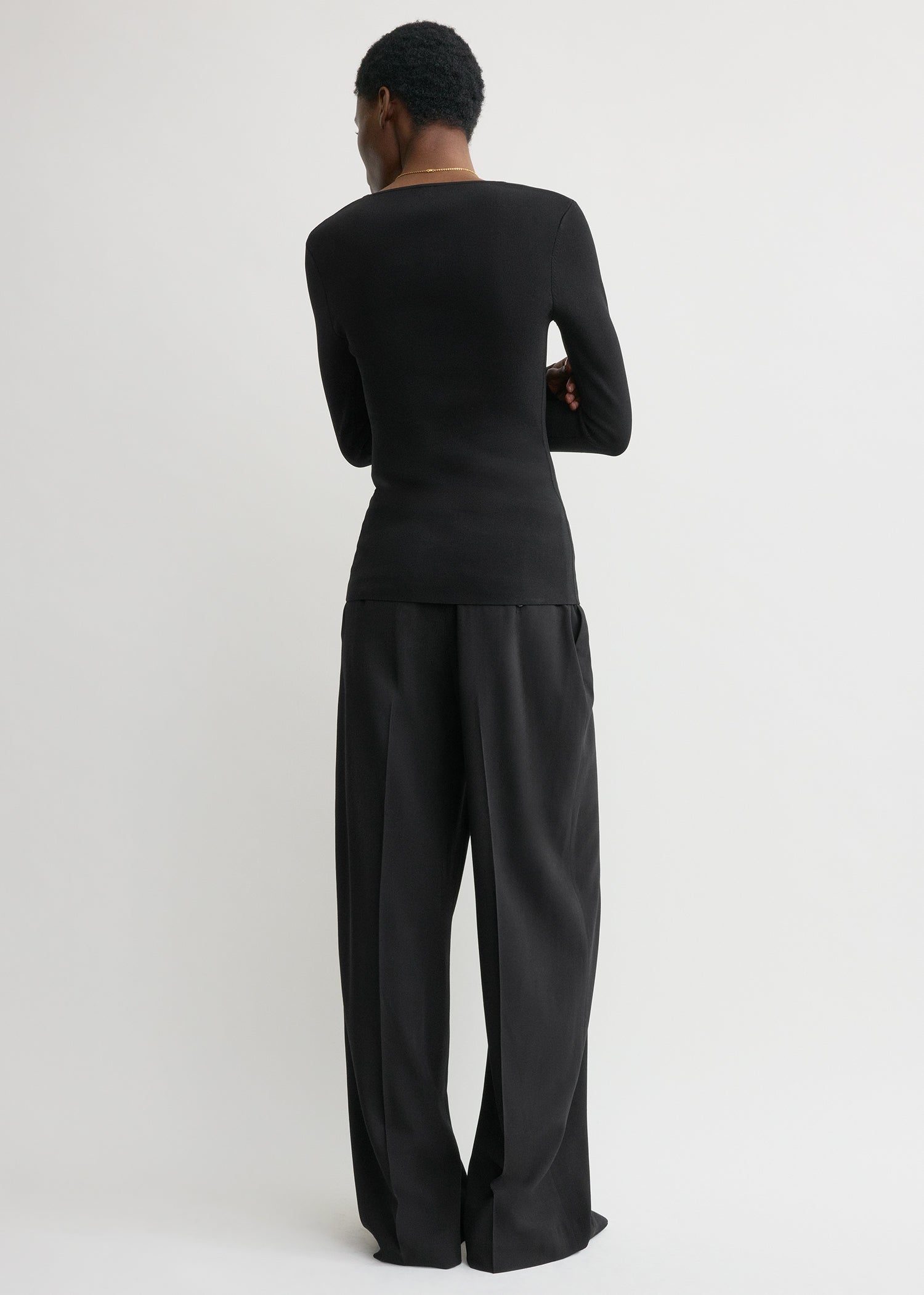 Compact knit top black
